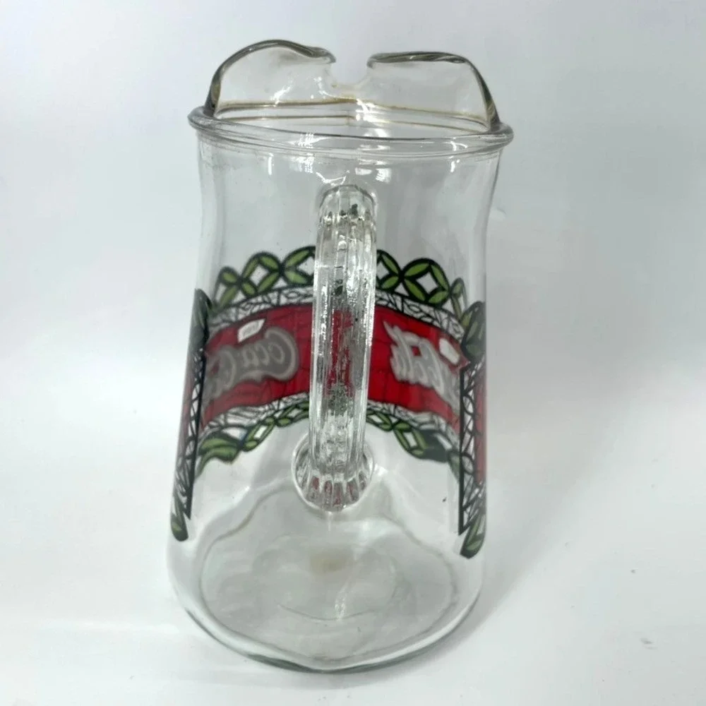 Vintage 1970 Coca-Cola Tiffany Style Stained Glass Pitcher Ice Guard holds 72 oz